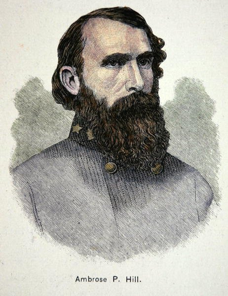 Portræt af general Ambrose P. Hill (farve litho) af American School