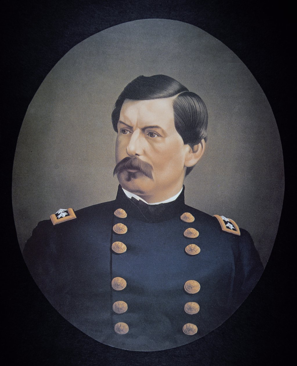 Portræt af general George B. McClellan (farve litho) af American School