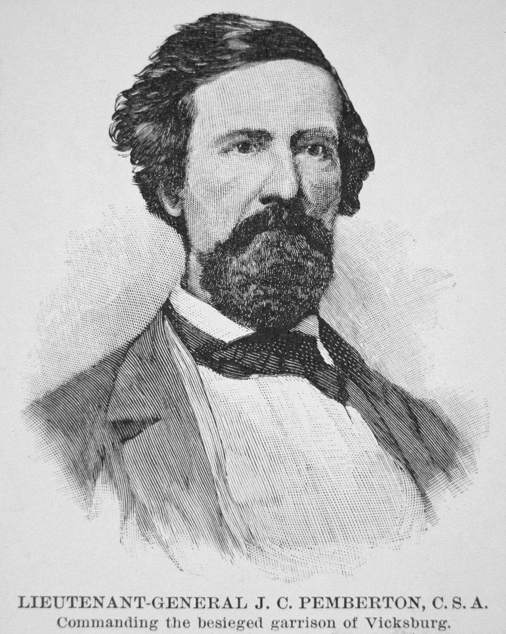 Portræt af general J.C. Pemberton (1814-81) (litho) af American School