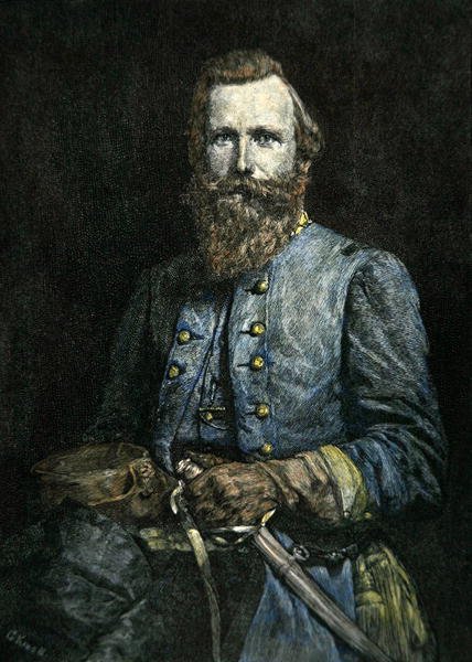 Portræt af general J.E.B. Stuart (litho) af American School