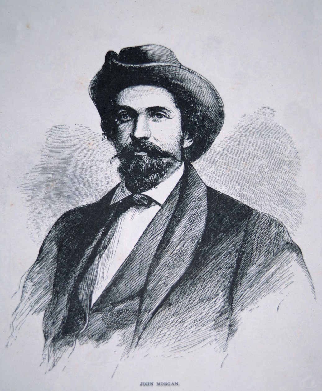 Portræt af John Hunt Morgan (1825-64) (litho) af American School
