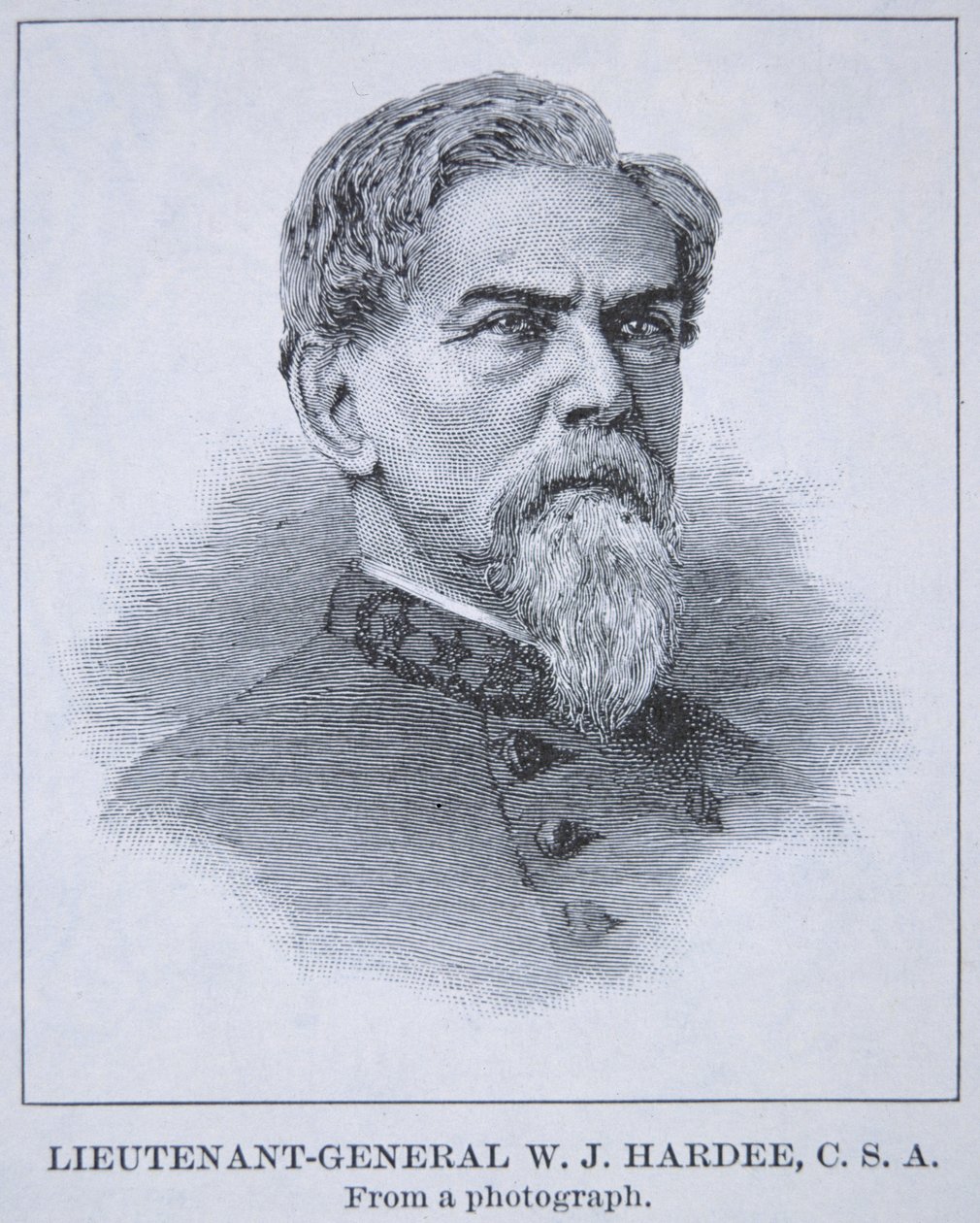 Portræt af generalløjtnant W.J. Hardee (1815-73) (litho) af American School