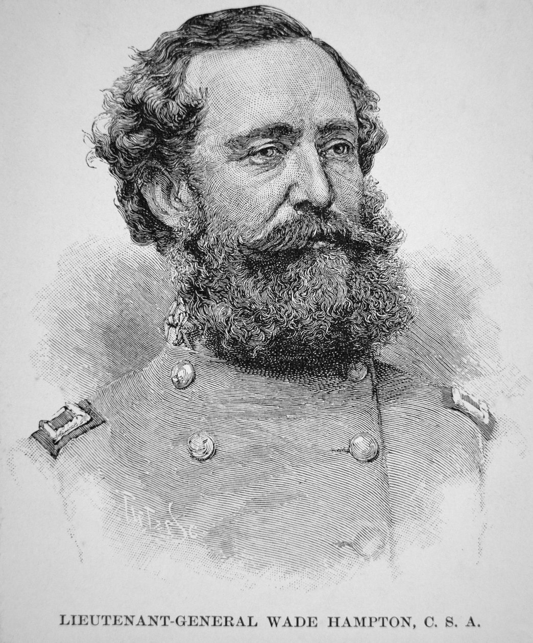 Portræt af generalløjtnant Wade Hampton (litho) af American School
