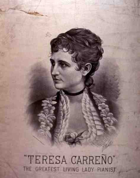 Portræt af Maria Teresa Carreno (1853-1917) (litho) af American School