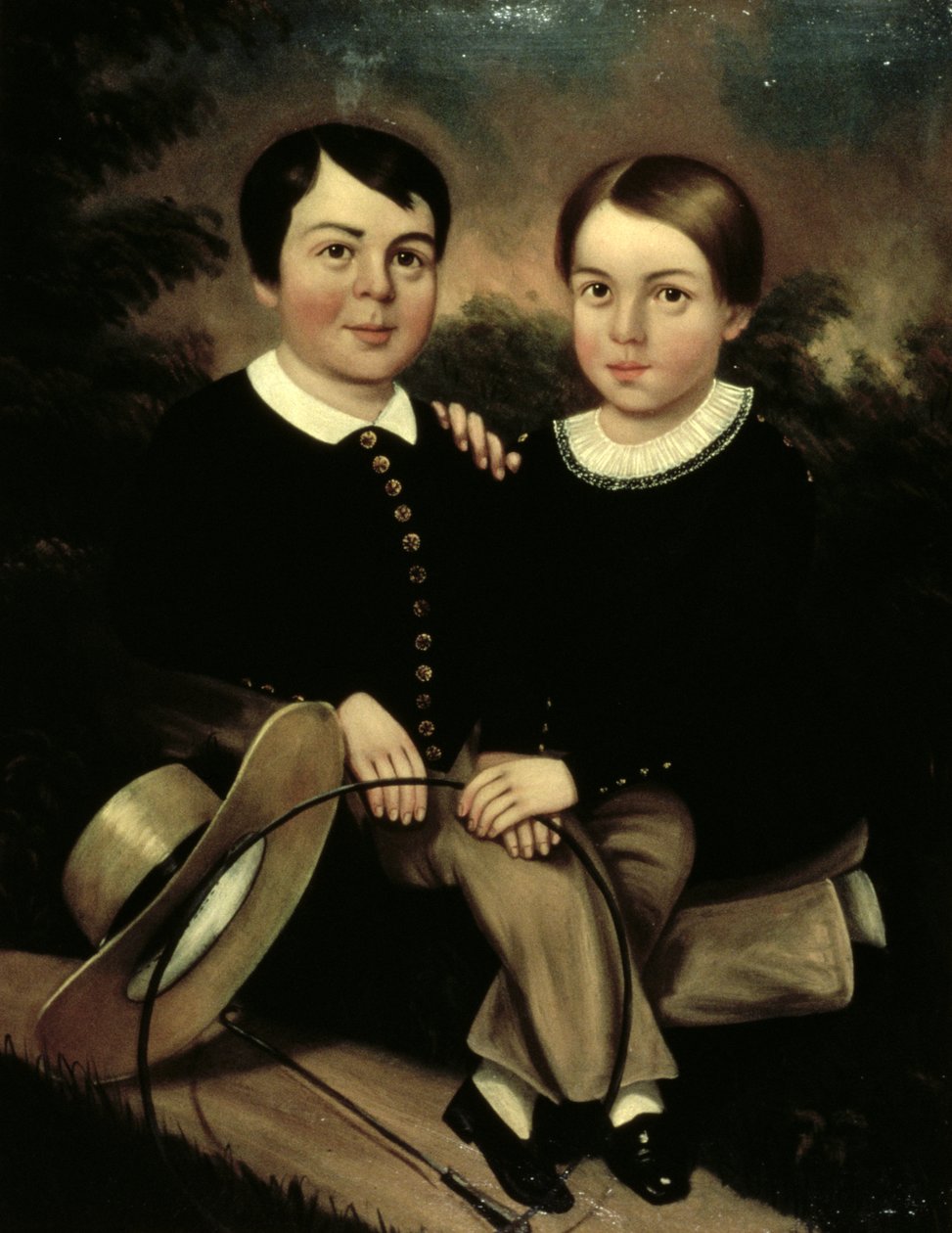 Portræt af to børn af American School