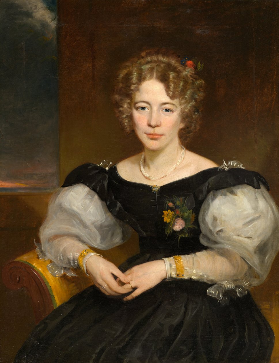 Portræt af en dame, ca. 1825-35 (olie på lærred) af American School
