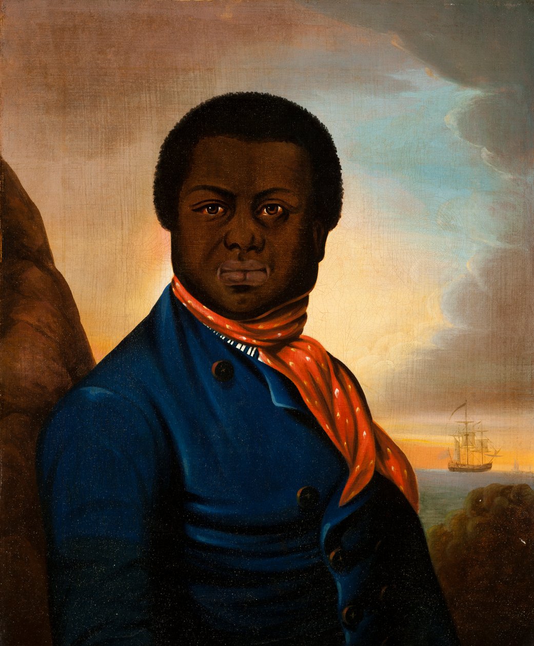 Portræt af en sømand (Paul Cuffe?), ca. 1800 af American School