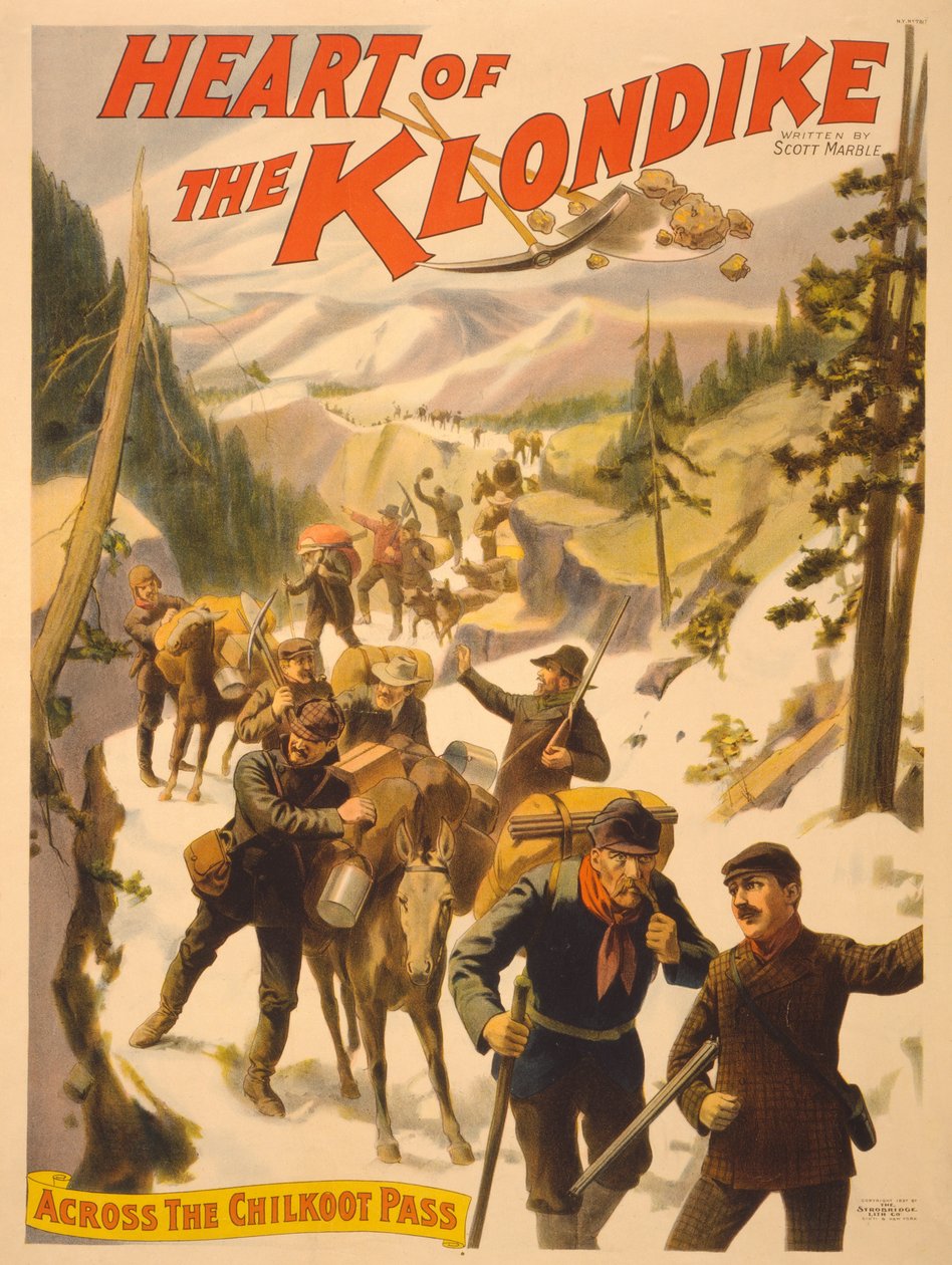 Plakatreklame Heart of the Klondike af Scott Marble, 1897 af American School