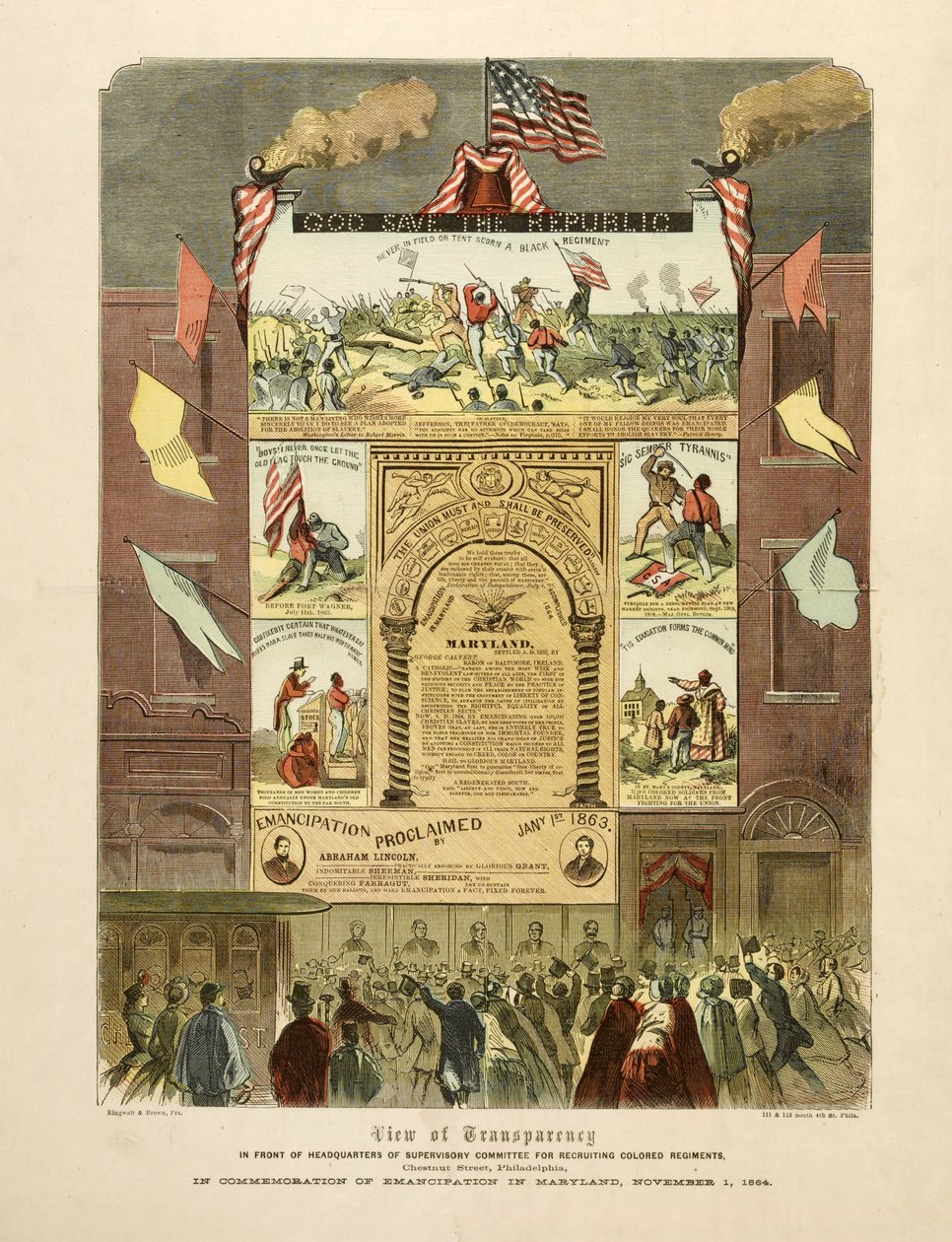 Plakat, der fejrer "Emancipation in Maryland, 1. november af American School