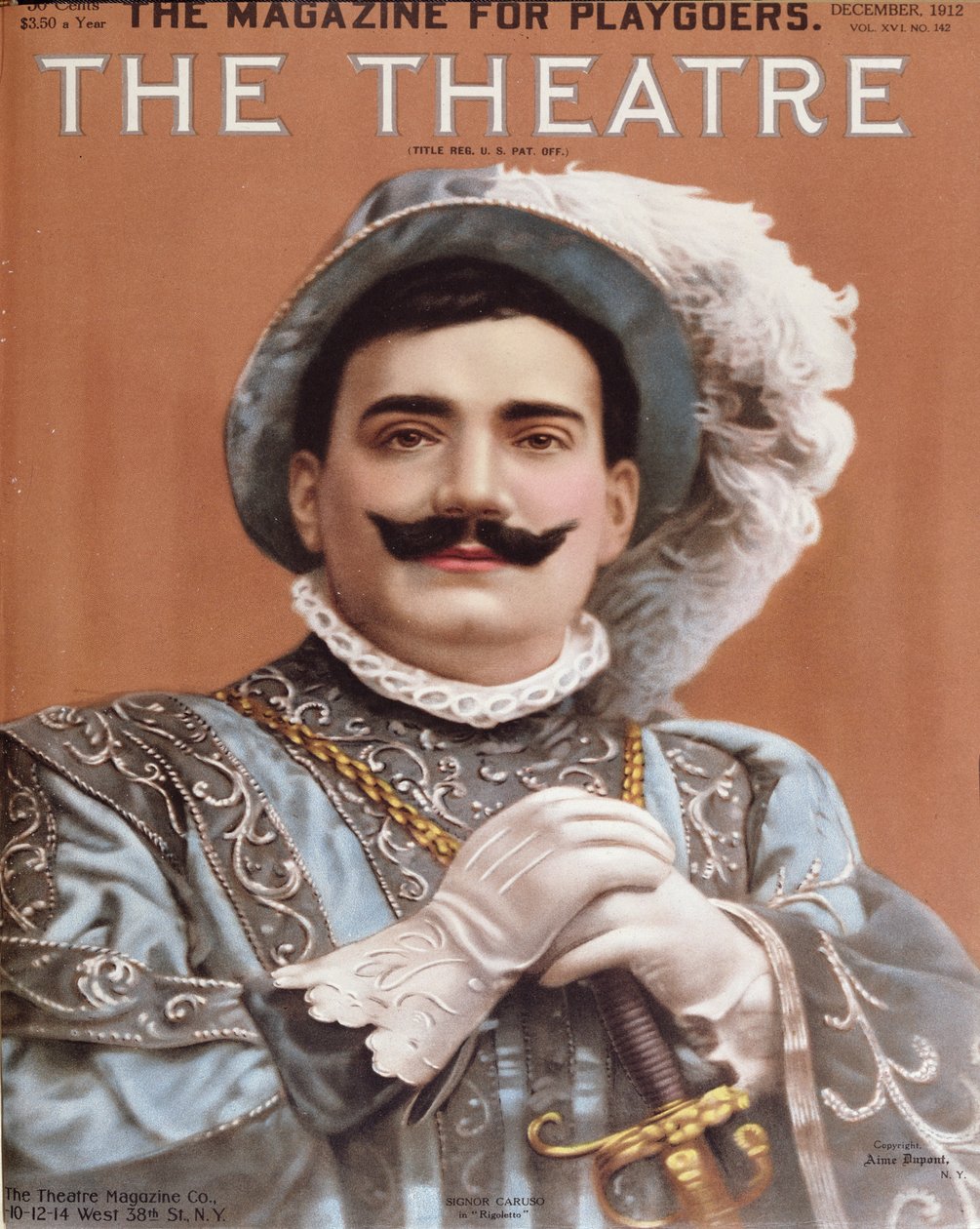 Plakat, der viser Enrico Caruso (1873-1921) som Rigoletto, 1912 af American School