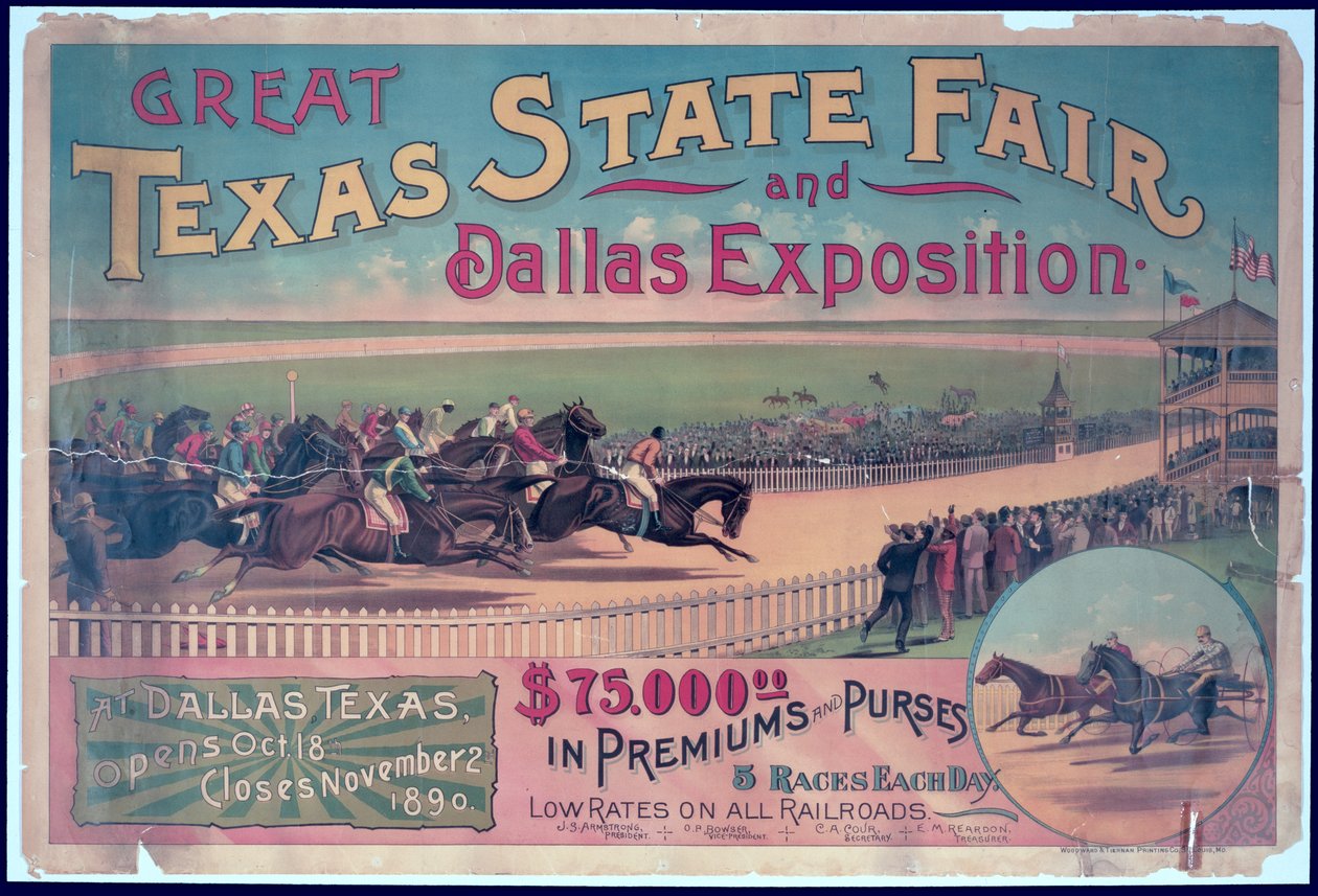 Plakat for Texas State Fair og Dallas Exposition i 1890 af American School