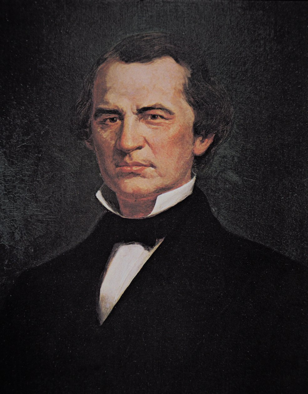 Præsident Andrew Johnson (1808-75) (farve litho) af American School