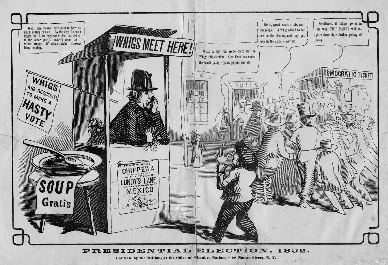 Præsidentvalg, 1852, udgivet af Thomas W Strong, New York, 1852 af American School