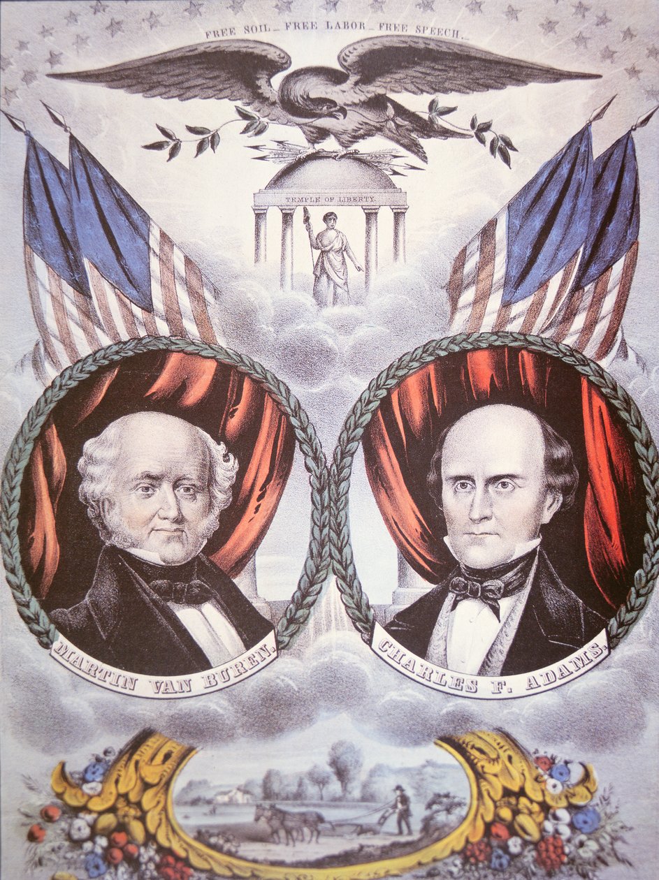 Præsidentkampagneplakat forestillende Martin van Buren (1782-1862) og Charles F. Adams (1807-86) for 