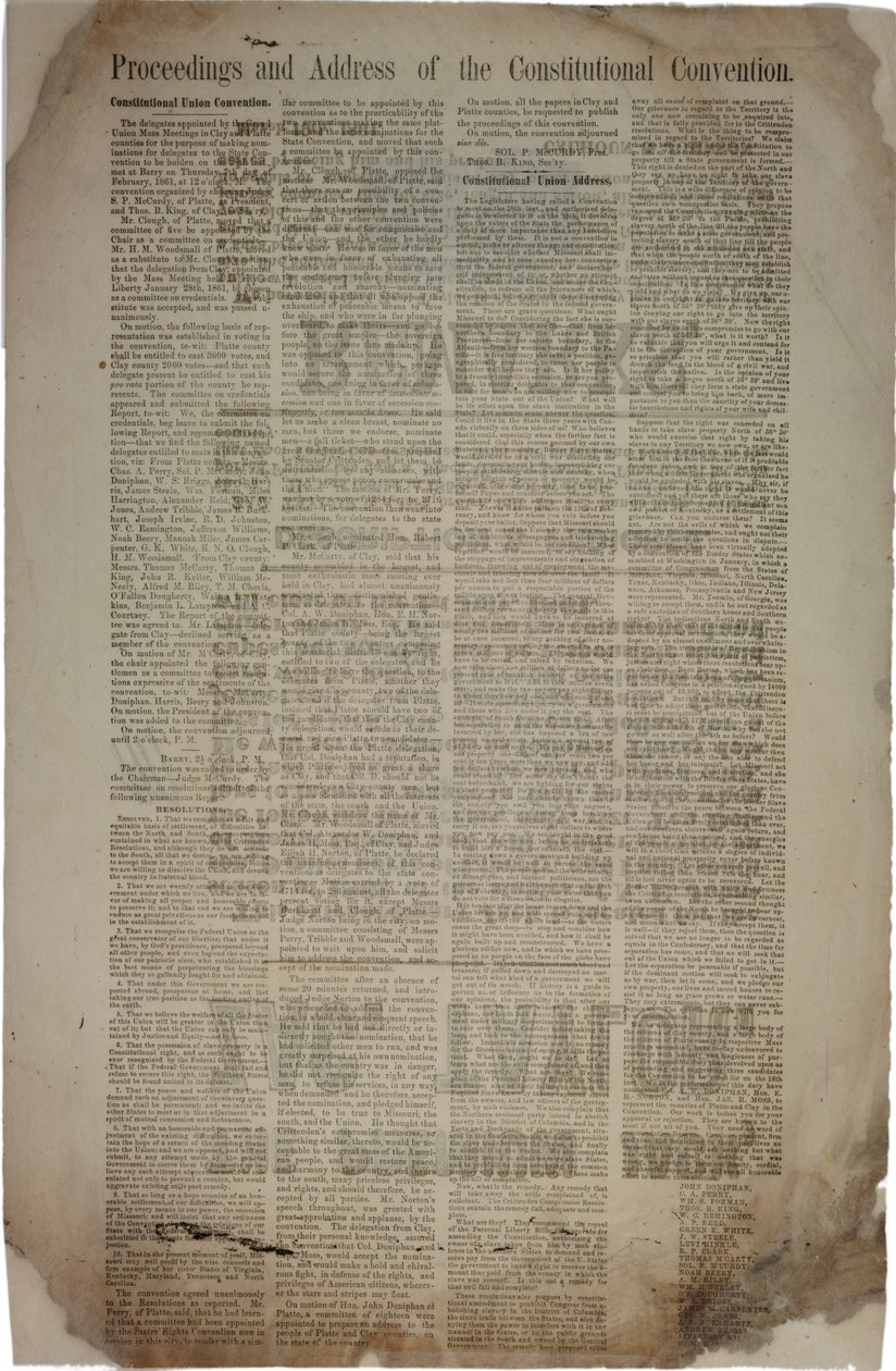 Forhandlinger og adresse på forfatningskonventet, ca. 19. marts 1861 af American School