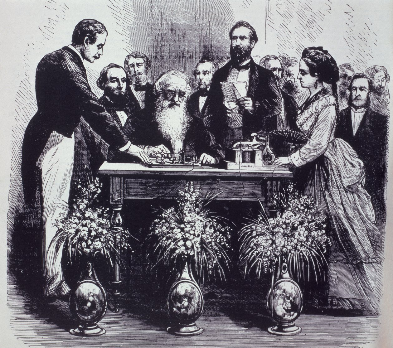 Professor Samuel Finley Breese Morse (1791-1872) forklarer funktionen af hans opfindelse af American School