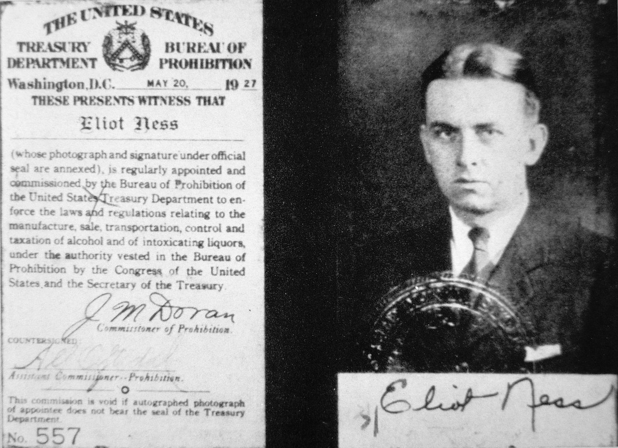 Forbudsagent ID-kort for Eliot Ness (1903-57) dateret 20. maj af American School
