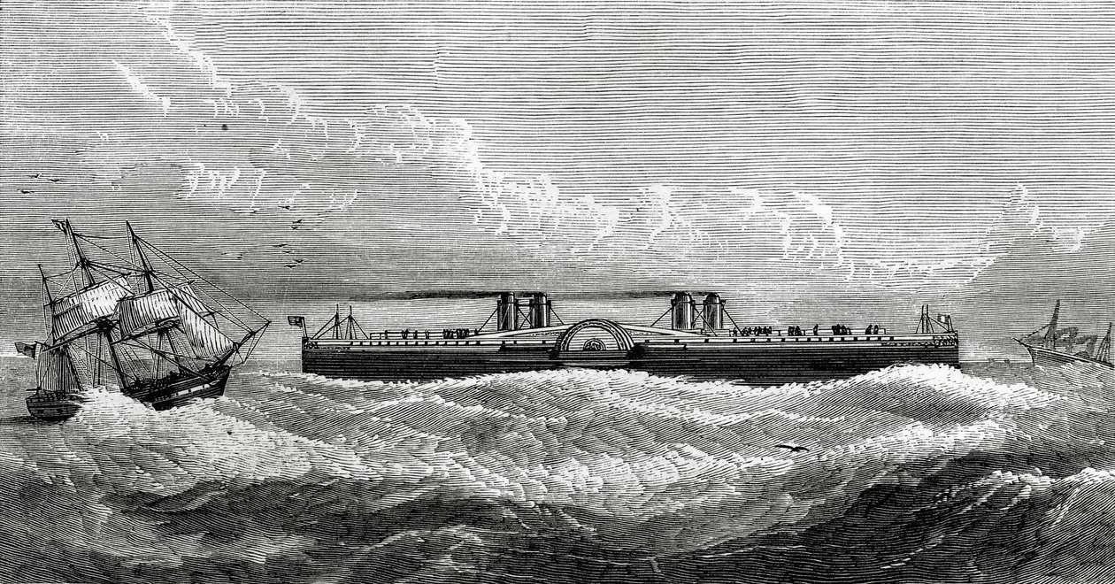 Foreslået færgedamper mellem Dover og Calais, illustration fra Appletons Journal, 4. maj 1872 af American School