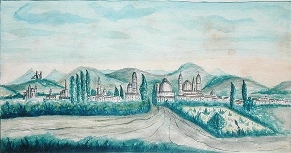 Pueblo, Mexico (akvarel på papir) af American School
