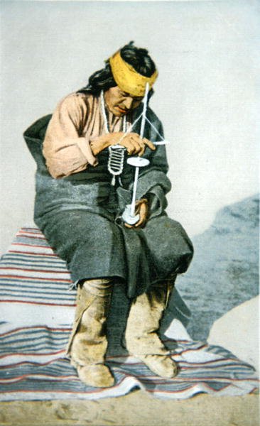 Pueblo mand borer turkis, ca. 1905 (farve litho) af American School