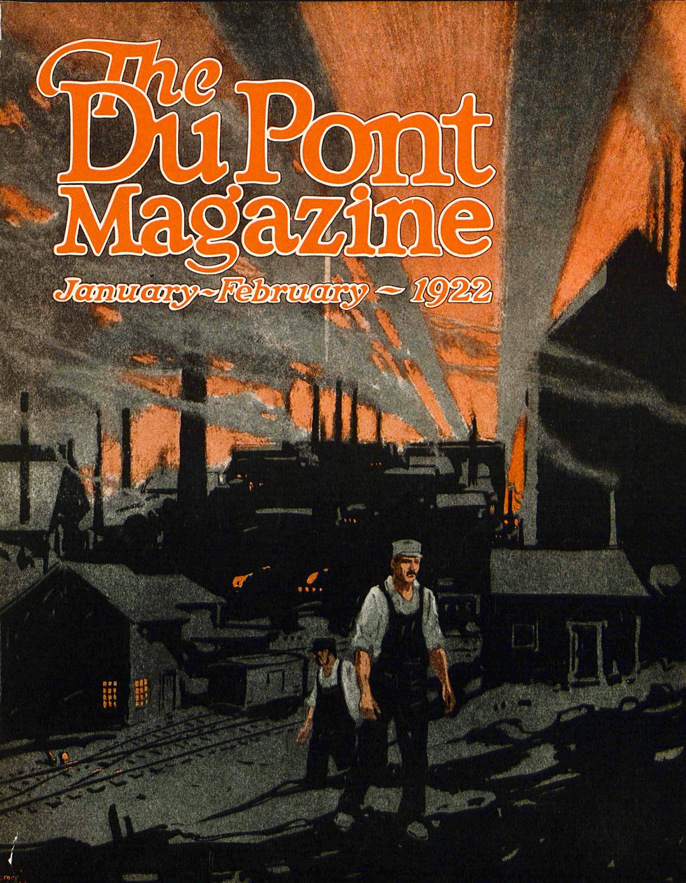 Raising a Railroad Bridge with Dynamite, forside af DuPont Magazine, januar-februar 1922 af American School