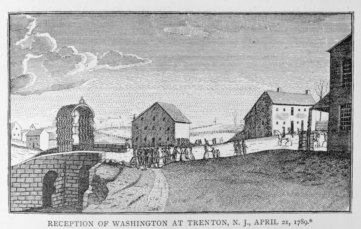 Modtagelse af Washington i Trenton, New Jersey, 21. april 1789, fra "The History of Political Parties af American School