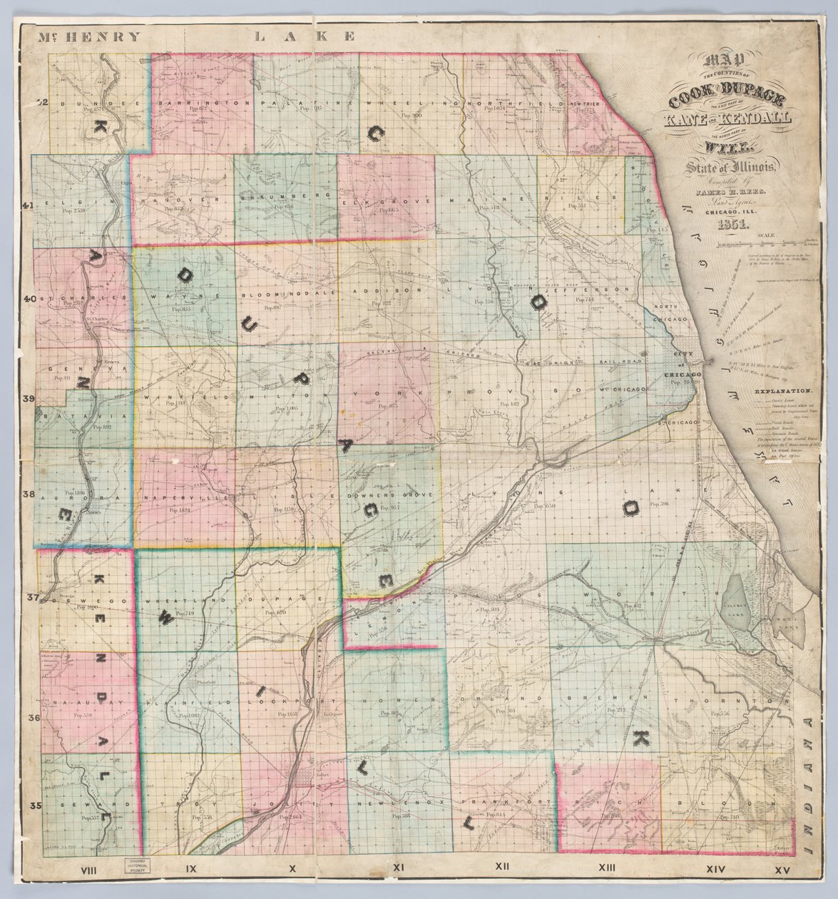 Rees-kort over Cook og DuPage Counties af American School