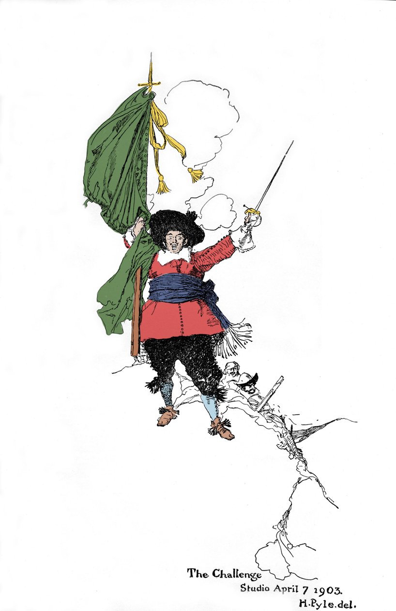 Repræsentation af en pirat, der kaster en udfordring - I "" Book of pirates Buccaneers and Marooners of the Spanish Main"" af Howard Pyle (1853 - 1911), amerikansk illustrator - 1903 af American School