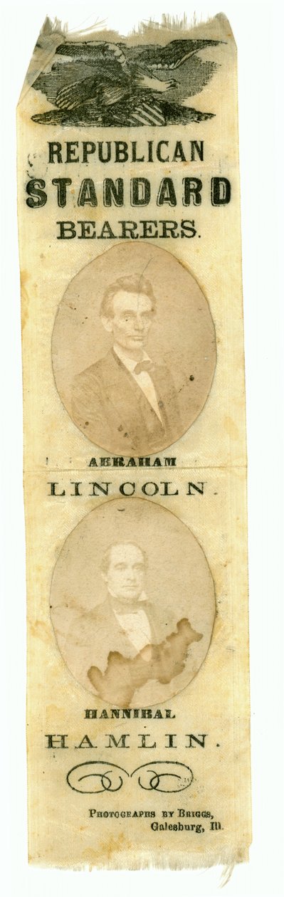 Republican Standard Bearers, Abraham Lincoln og Hannibal Hamlin, 1860 (trykt tekstil) af American School