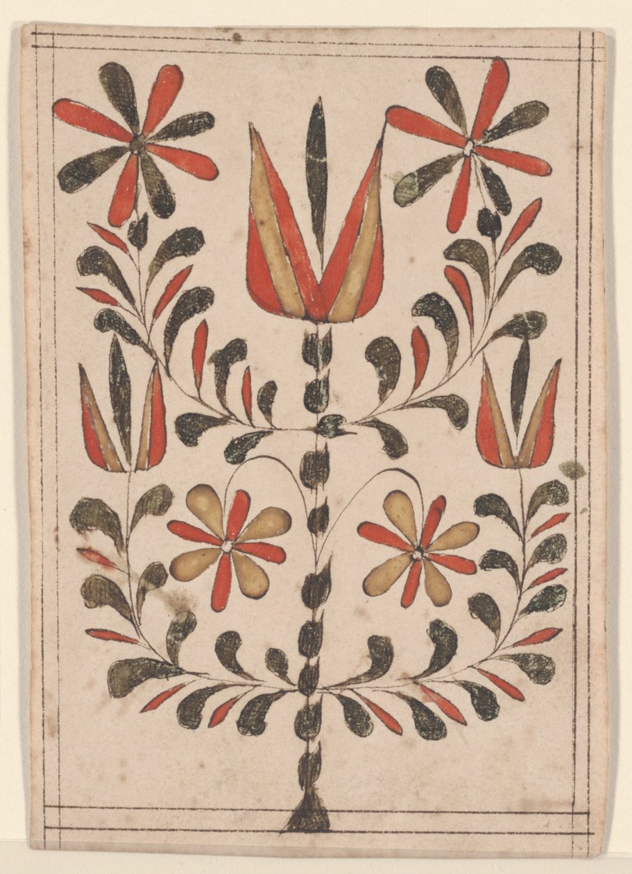 Reward of Merit (Belohnung), Fraktur Painting (pen & blæk med wc på papir) af American School