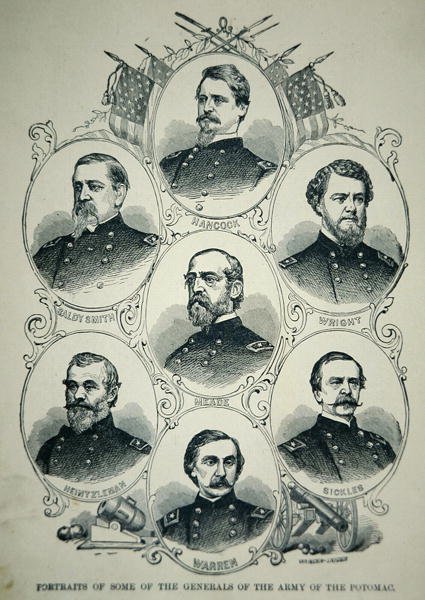 Syv portrætter af generaler fra Union Army of the Potomac (litho) af American School
