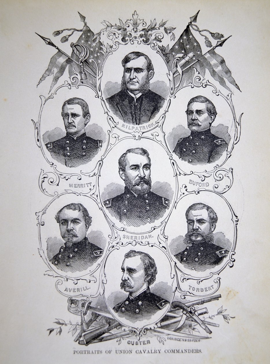 Syv portrætter af fremtrædende kavalerikommandører for unionshæren (litho) af American School