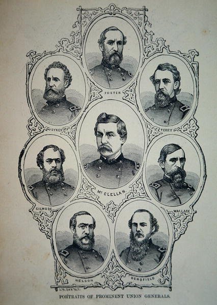 Syv portrætter af fremtrædende generaler fra unionshæren (litho) af American School