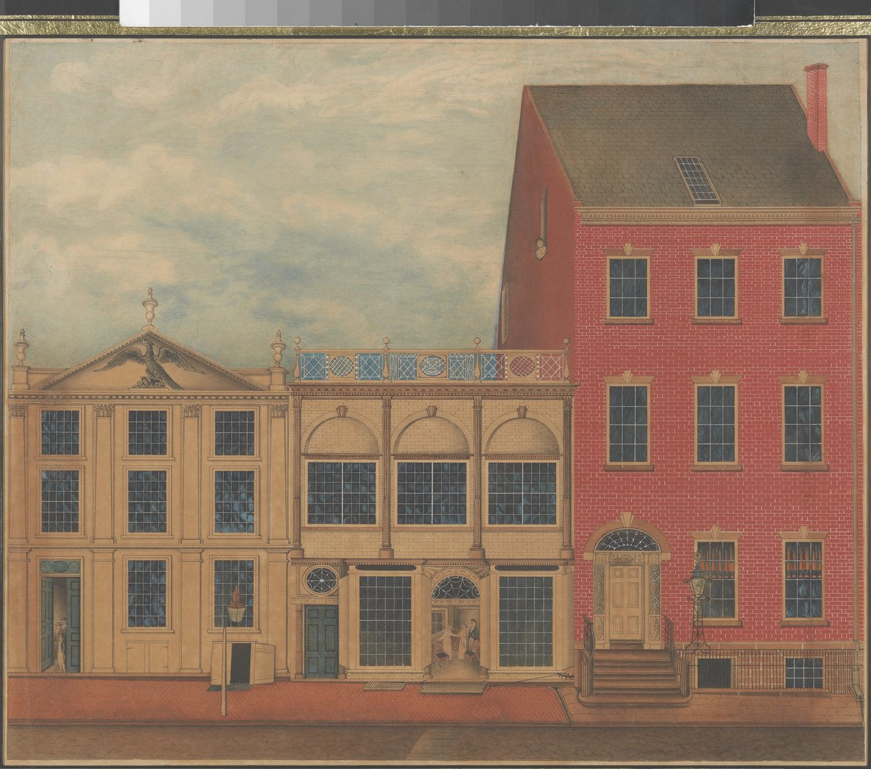 Butik og lager af Duncan Phyfe på Fulton Street i New York City, ca. 1817-1820 (akvarel, blæk og gouache på hvidt papir) af American School