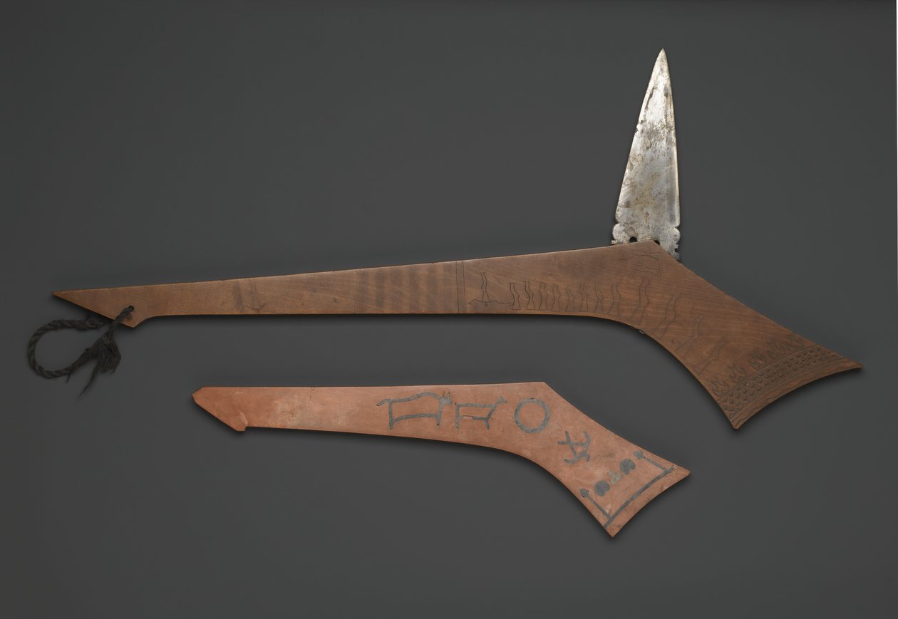 Sioux krigsklub, fra Fort Snelling, Minnesota (træ og metal) af American School