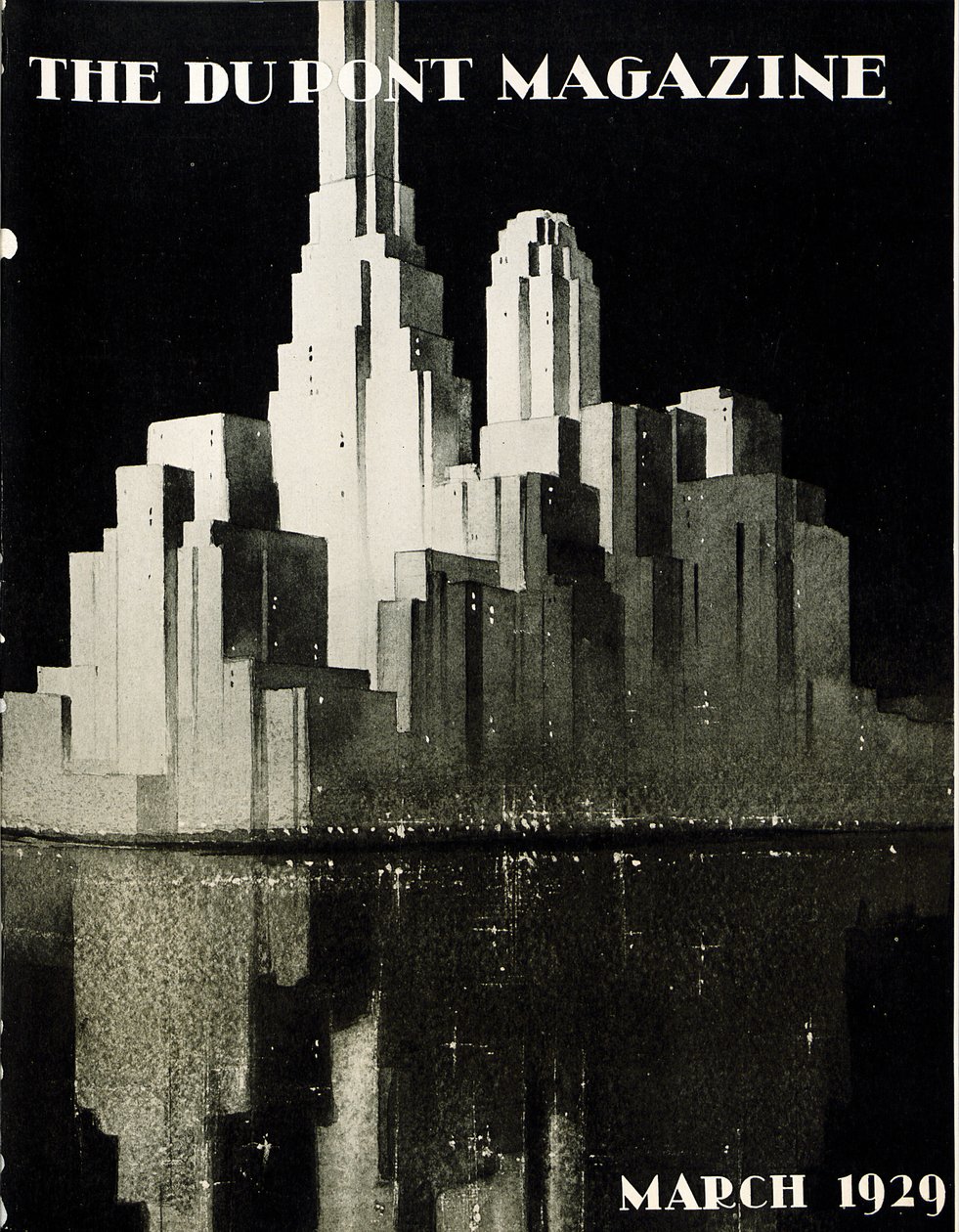 Skyskrabere, forside af DuPont Magazine, marts 1929 af American School