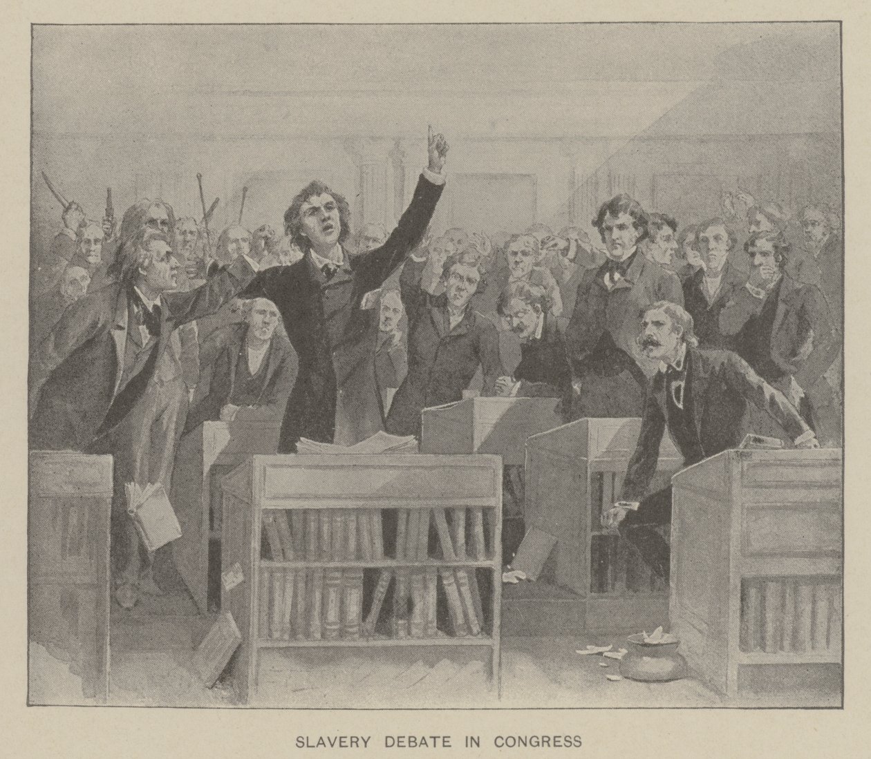 Slaveridebat i Kongressen (litografi) af American School