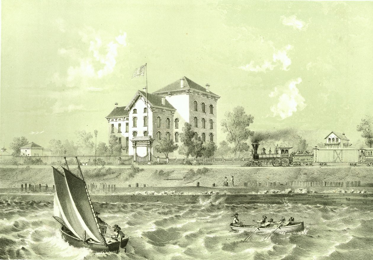 Soldiers Home, fra Chicago Illustrated, med litterære beskrivelser af James W. Sheahan, udgivet af Jevne & Almini, Chicago, 1866-67 af American School