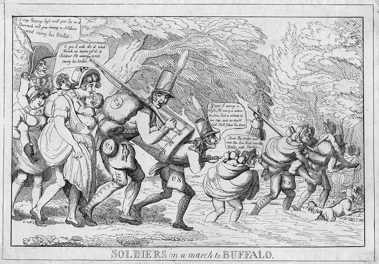 Soldater på march til Buffalo, 1813 af American School