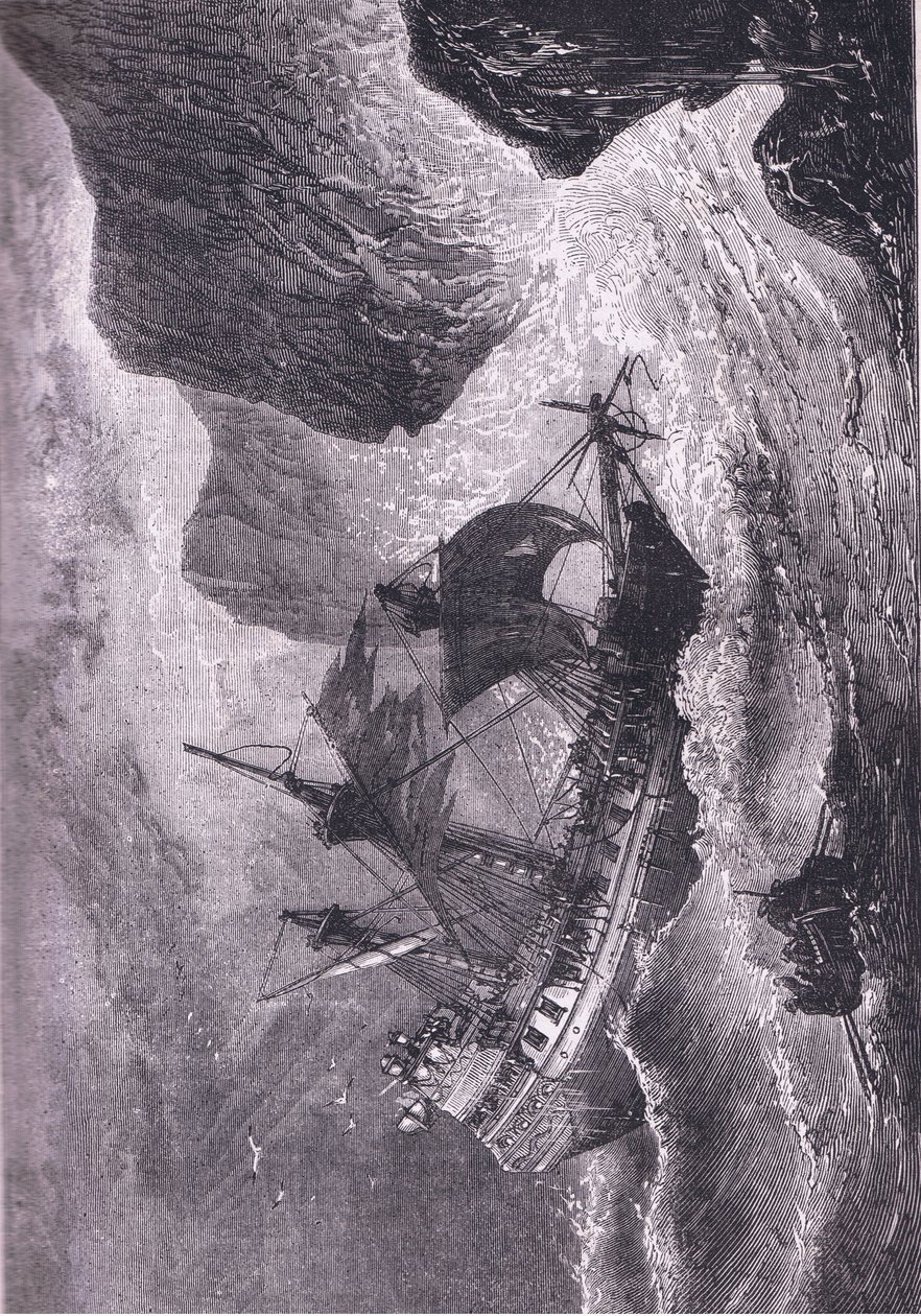 Somers kører sit skib på land, illustration fra Cassell