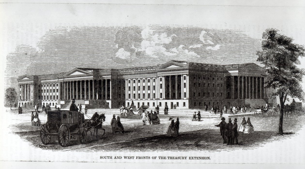 South and West Fronts of the Treasury Extension, fra 