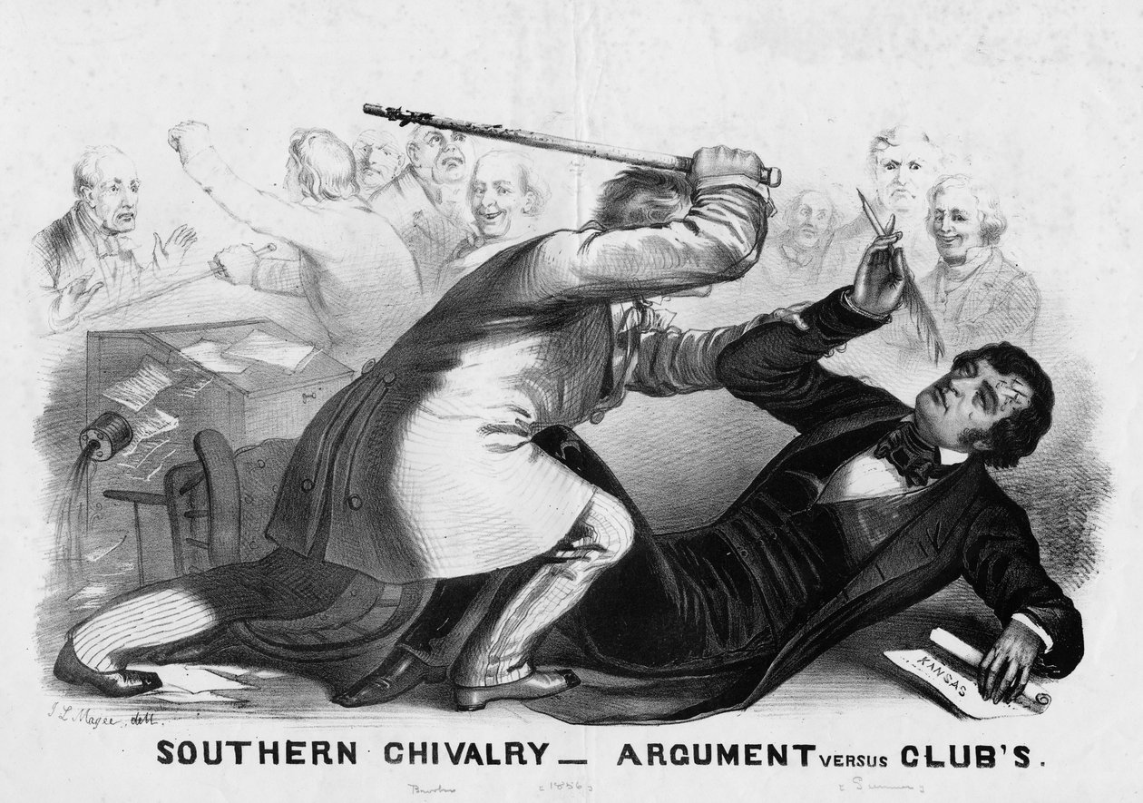 Sydlig ridderlighed: argument versus klubber, udgivet i New York ca. 1856 af American School