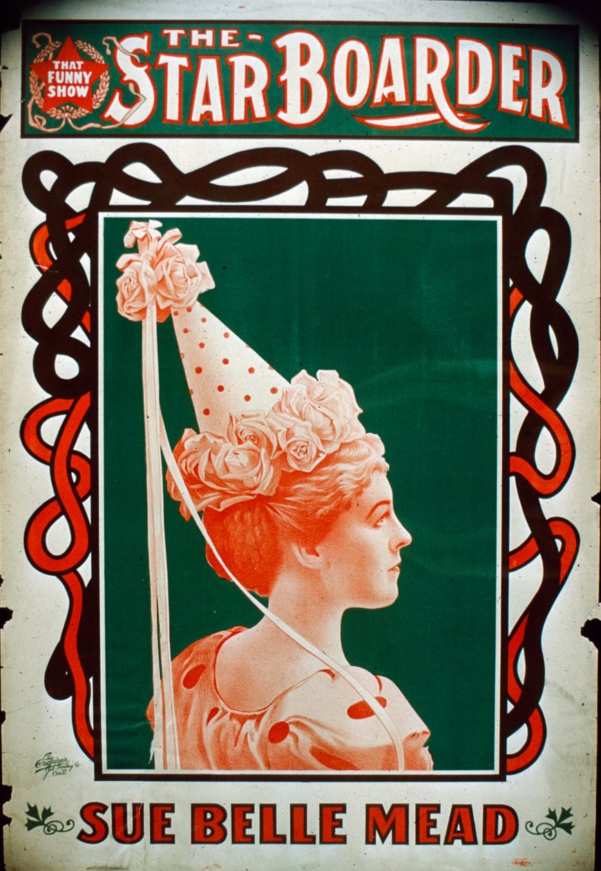 Star Boarder Theatre Plakat med skuespillerinden Sue Belle Mead, ca. 1900 af American School