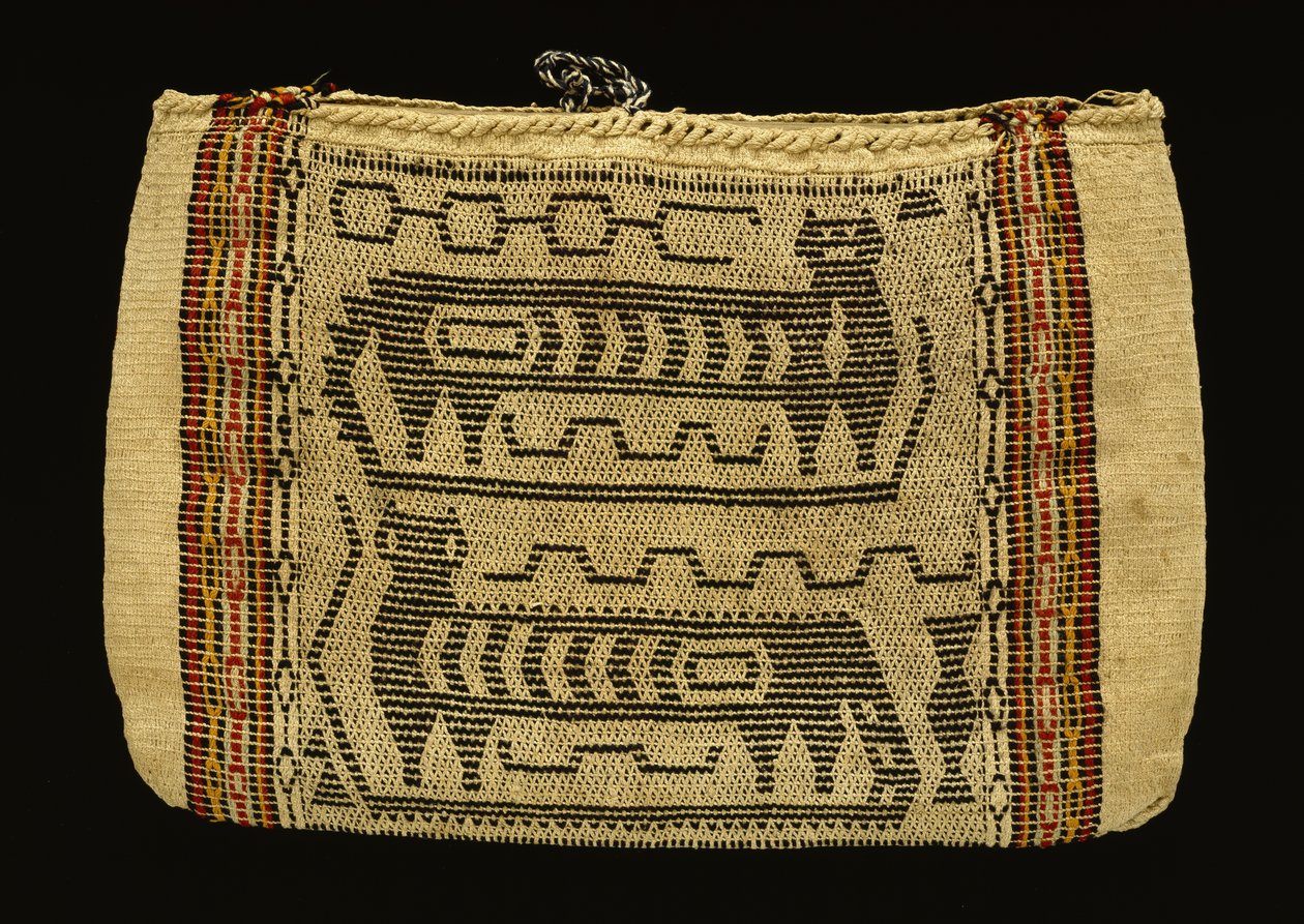 Opbevaringspose, Potawatomi, ca. 1890 (bomuldsgarn og uldgarn) (se også 340993) af American School