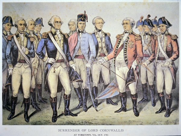 Overgivelse af Lord Cornwallis i Yorktown, Virginia af American School