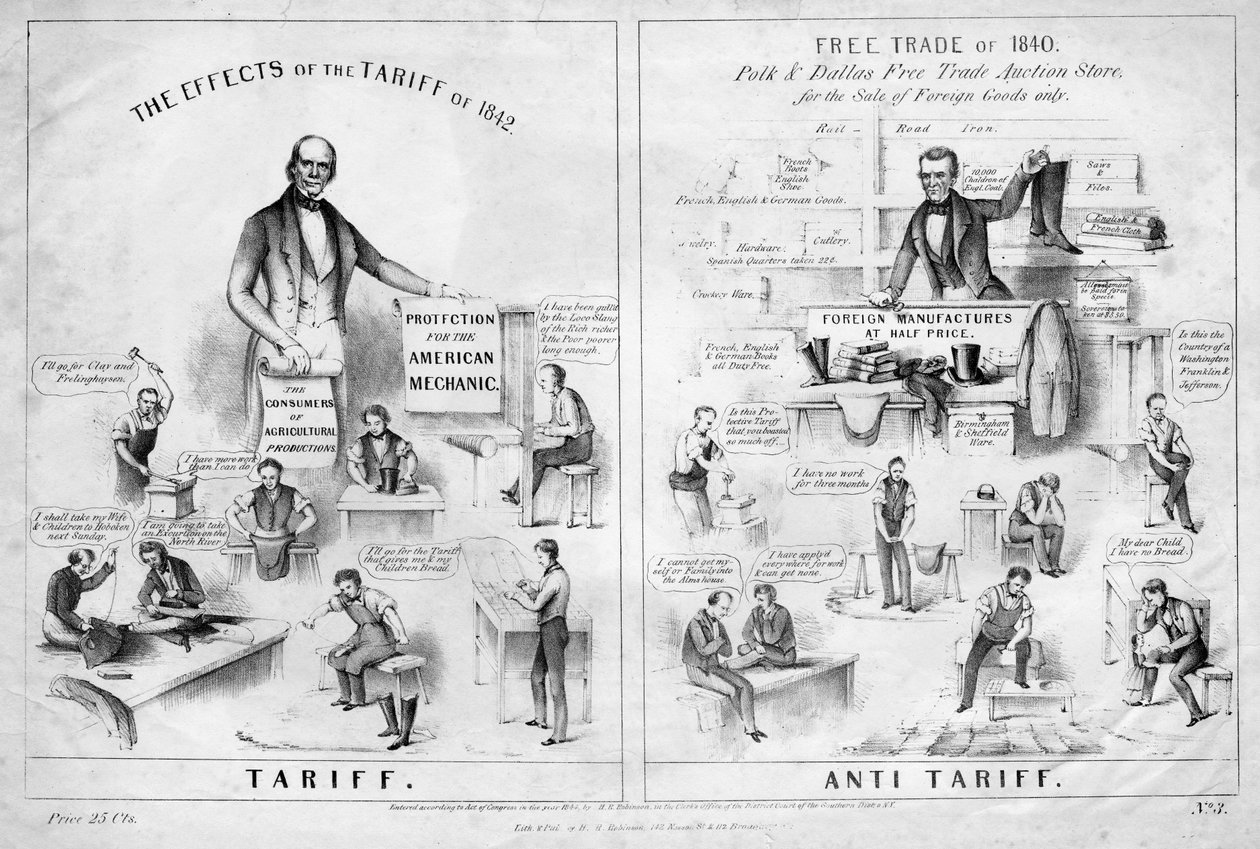 Tarif, anti-told, udgivet af H R Robinson, New York, 1844 af American School