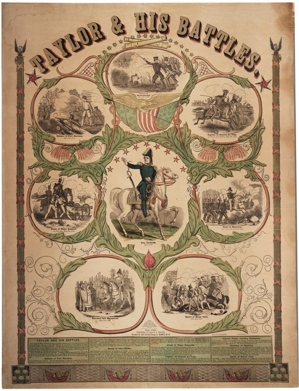 Taylor og hans kampe, trykt af Rufus Blanchard fra Cincinnati og udgivet af Ensign & Thayer, New York, 1847 af American School