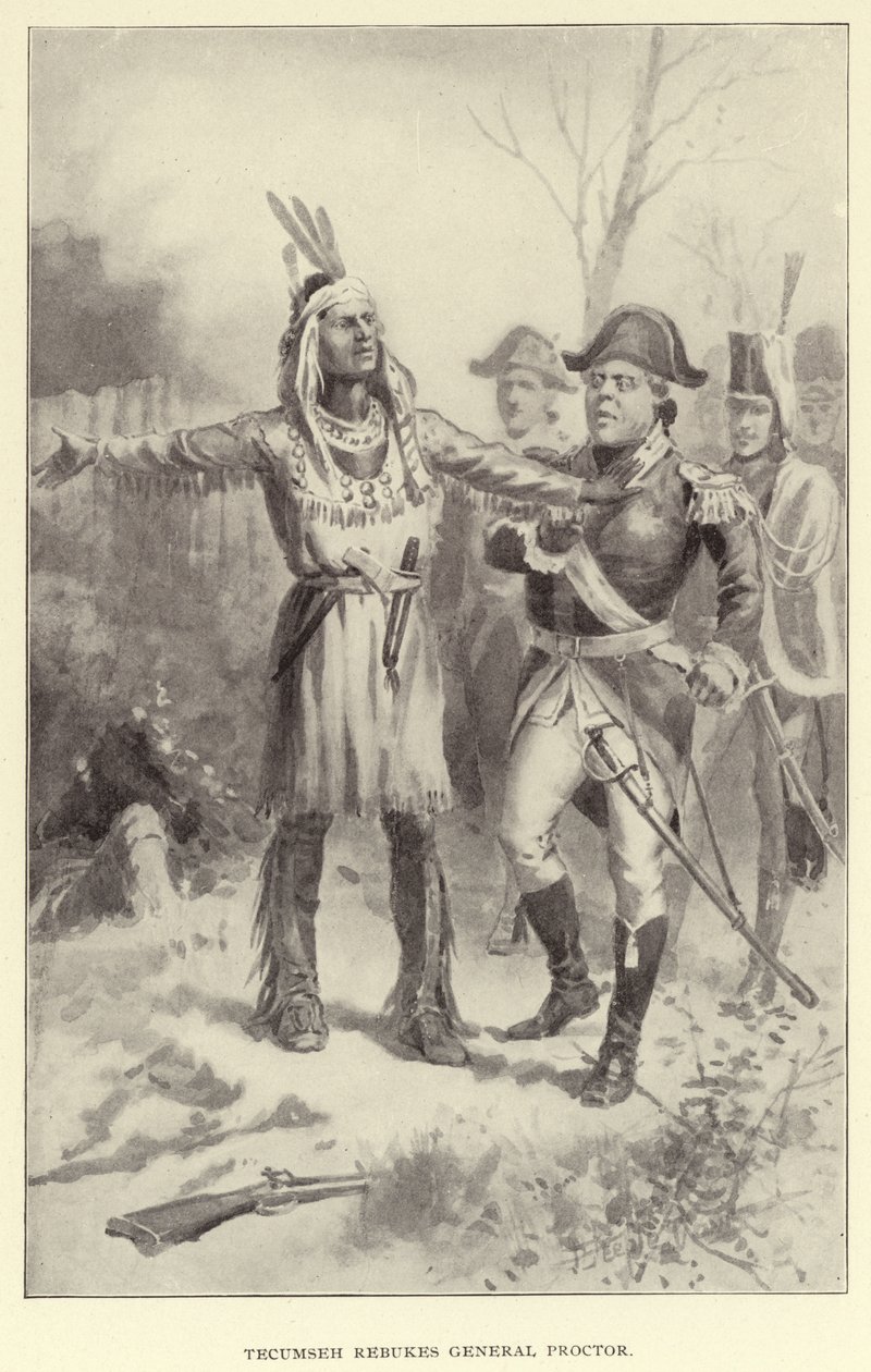 Tecumesh irettesætter general Proctor (litografi) af American School