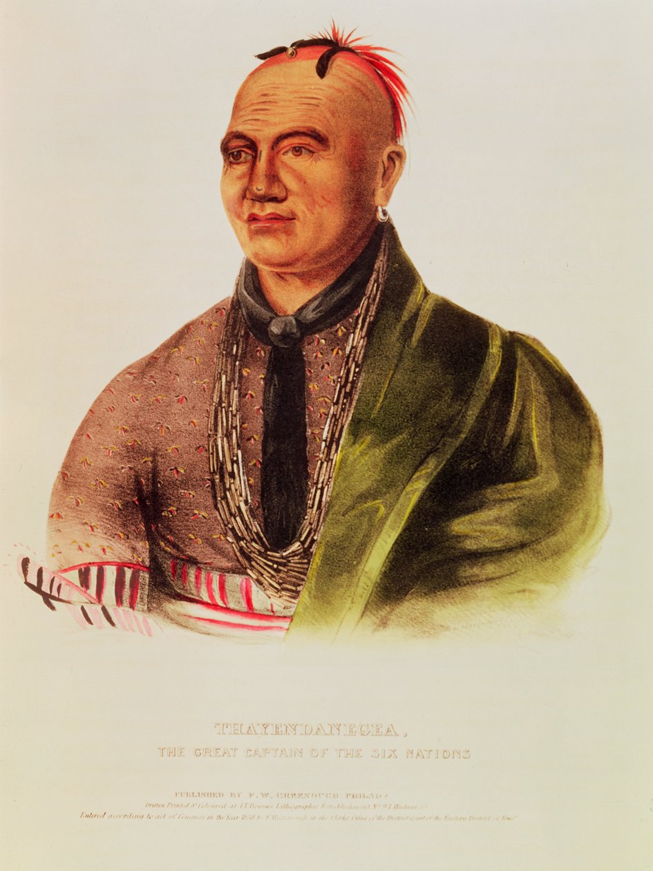 Thayendanegea, den store kaptajn for de seks nationer (farve litho) af American School