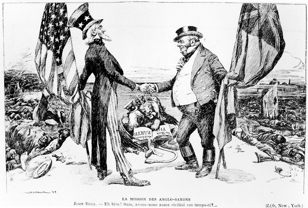 The Anglo-Saxons Mission, illustration fra Le Rire, 1899 af American School